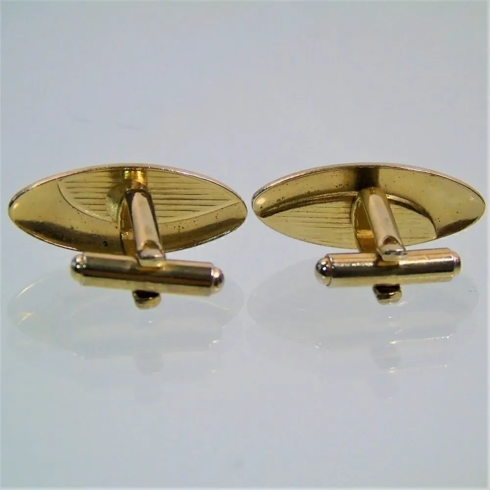 Mid Century Atomic Ellipse Cufflinks Gold Tone